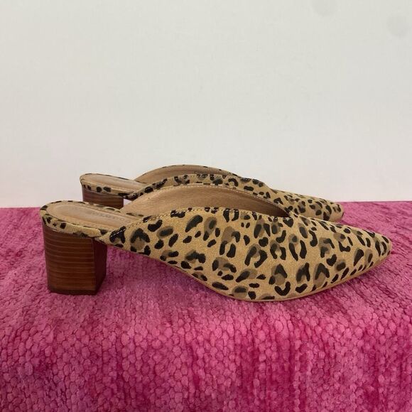Soludos Heidi Block Heel Leopard Print Suede Mules Size 8.5 - Picture 2 of 11